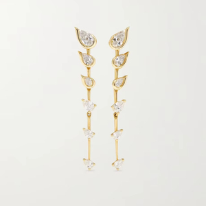 Pendientes de Lujo de Oro Blanco de 18K con Diamantes Marquise en Cascada, Diseño Largo y Elegante para Regalo de Boda y Fiesta - Product Image 1