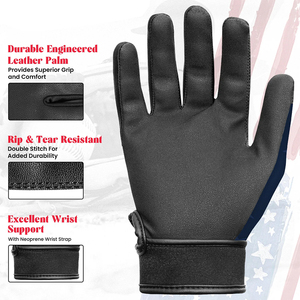 High Quality American Flag Design Batting Gloves PU Leather <b>Hook</b> And Loop Closure Durable Training Glove Unisex Adult - Product Image 5