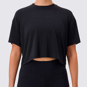 Haut de yoga d'extérieur pour femme, grande taille, léger, couleur unie, vêtement de fitness, t-shirt court de course athlétique - Product Image 6