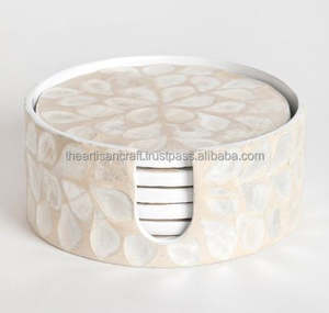 Posavasos elegantes de nácar, juego de 6 posavasos decorativos hechos a mano para mesa de centro, hogar, cocina y comedor, uso - Product Image 3