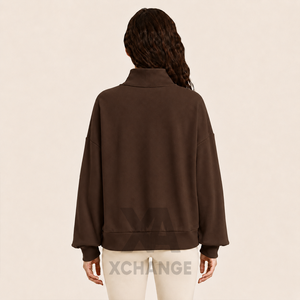 Sweat-shirt à col montant brodé pour femme, qualité supérieure, coupe ample et décontractée, mélange polyester-coton, pull décontracté d'hiver, confortable - Product Image 2