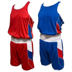 Nouvelle conception d'uniforme de boxe 2 pièces, sublimation personnalisée, logo OEM, vente en gros, vêtements de sport en polyester pour la lutte - Product Image 1
