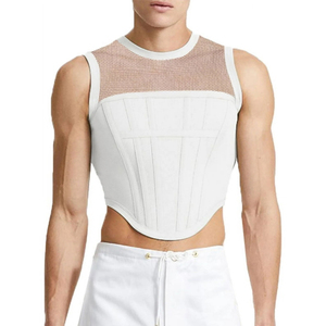 Débardeur blanc sans manches à col rond pour homme Everglide Corporation, 100 % coton, 220 g, tricoté uni, respirant, effet délavé, style urbain - Product Image 4