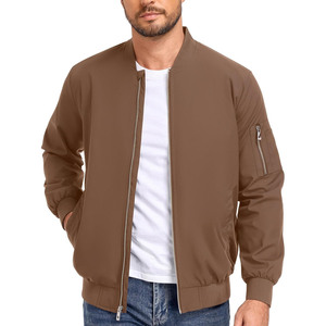 Blouson bomber gris pour homme, fermeture éclair, col montant, coupe décontractée, coupe-vent, vêtement d'extérieur pour l'automne, coupe régulière, matière polyester - Product Image 6