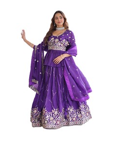 Ensemble Lehenga Choli traditionnel indien pour femmes, de qualité supérieure, avec dentelle unie, sequins et broderies, respirant, prêt-à-porter, robe Garba, nouveauté - Product Image 2