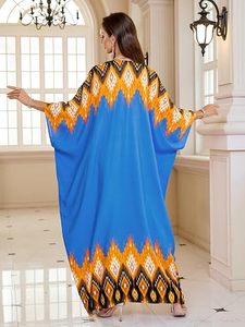 V Neck Floor Length Abaya <b>Dress</b> Extra <b>Long</b> Sleeve Geometric Pattern Lightweight Polyester Modest Style Women's Daily Wear - Product Image 4
