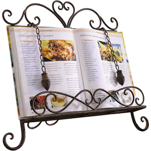 Porte-livres de cuisine en métal de style rustique pour comptoir de cuisine à domicile, support de recettes, support de menu pour hôtels et restaurants - Product Image 2