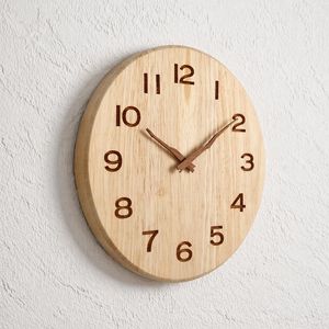 Rubber Wood Wall <b>Clock</b>, <b>Silent</b> Minimalist Japandi Decor, Scandinavian Natural Wood Accent - Product Image 4