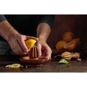Presse-agrumes manuel en bois naturel avec bol, pour citron et orange, outil d'extraction de jus, vente en gros - Product Image 4