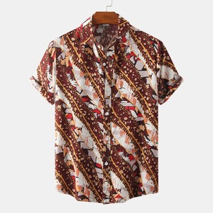 เสื้อเชิ้ตฮาวายแขนสั้นผู้ชาย ลายพิมพ์ดิจิทัล ผ้าซาติน ปกคอพับ ระบายอากาศได้ดี โพลีเอสเตอร์ เสื้อลำลองฤดูร้อน - Product Image 3