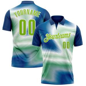 เสื้อฟุตบอลซับลิเมชั่นแบบกำหนดเอง เสื้อโปโลแขนสั้นผู้ชาย โพลีเอสเตอร์ สีไล่เฉดฟ้าเขียว ระบายเหงื่อได้ดี ทรงปกติ - Product Image 1