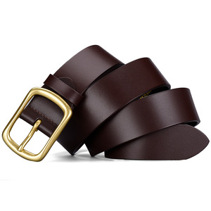 Ceintures pour hommes en cuir véritable de haute qualité, boucle à ardillon tendance, logo personnalisé - Product Image 4