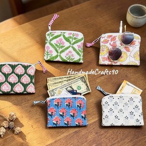 Floral Print Cotton <b>Coin</b> Pouch Mini Zipper Portable Change Purse Unisex Bohemian Style Multi-Functional <b>Wallet</b> - Product Image 4
