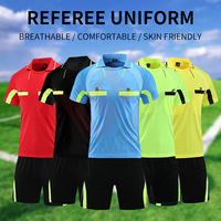 Ensemble d'uniformes de football personnalisés pour hommes, bleu uni, col en V, manches courtes, short noir, évacuation de l'humidité, 100% polyester, toutes saisons