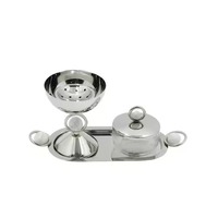 Brûleur d'encens moderne en acier inoxydable chromé avec couvercle sphérique et double socle en marbre, support de parfum géométrique écologique