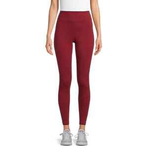 Service OEM - Leggings pour femmes à taille haute, couleur unie, longueur intégrale, extensibles, tricotés, pour le yoga et la gym, couleur rouge - Product Image 1