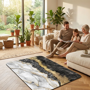 Tapis de bain moderne réversible en polyester à motif floral |   Super absorbant, séchage rapide, antidérapant |   Entrée de cuisine rembourrée et adaptée aux animaux domestiques - Product Image 3