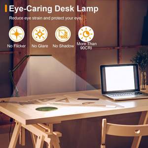 Adjustable <b>LED</b> Desk Lamp with Clamp Swing Arm & 360 Rotation 3 Modes & 10 Brightness Levels <b>Reading</b> Table <b>Light</b> - Product Image 2