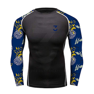 High Quality Heat-Transfer Printed <b>Men's</b> Rash Guards Quick Dry Spandex/Polyester <b>Compression</b> Top Comfortable Fit - Product Image 6