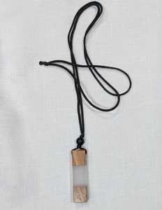 Best Selling Minimalist Bezel Setting <b>Clear</b> Epoxy <b>Resin</b> Bamboo Wood Pendant Necklace for Modern Jewelry Available Wholesale - Product Image 3