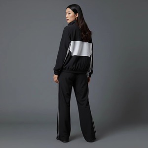 Nouvel ensemble 2 pièces pour femme, 100% coton, hiver, uni, bicolore, streetwear, épaules tombantes, respirant, léger, hip hop - Product Image 2
