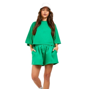 ชุดกางเกงขาสั้นถักนิตติ้ง 2 ชิ้น สำหรับชุดเสื้อผ้าฤดูร้อน - Product Image 4