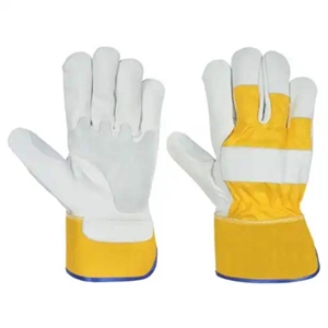 Gants en cuir de vachette grainé résistant à l'abrasion pour la construction, avec dos en tissu de coton perforé et paume renforcée - Product Image 1