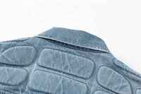 Nouvelle veste en jean pour homme, coupe ample, 100% coton, bleu vieilli, avec broderie personnalisée sur empiècements, design unique et bords bruts