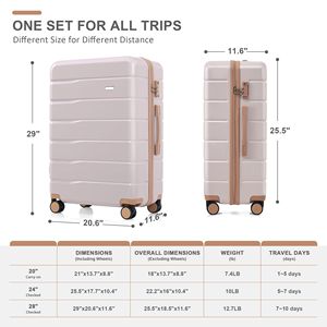 Set di valigie da viaggio in 3 pezzi con blocco TSA 20 24 da 28 pollici, ruote Spinner da 360 gradi, completo dorato grigio chiaro - Product Image 5