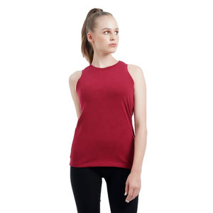 Camiseta sin mangas corta para mujer, azul, mezcla de elastano y poliéster, informal y deportiva, proveedor OEM de marca privada - Product Image 6