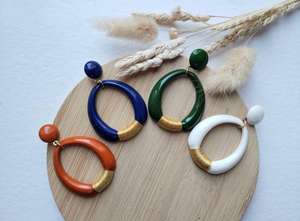 Pendientes de Resina al por Mayor, Estilo Vintage, con Forma de Corazón y Ángel, Hipoalergénicos y Ecológicos para Mujer, HF CRAFTS - Product Image 3