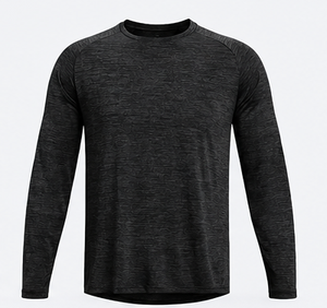 Men's Long Sleeve O-Neck Solid <b>Green</b> Knitted 100% Polyester Jersey Eco-Friendly T-Shirt Regular Fit Casual Style Breathable - Product Image 3