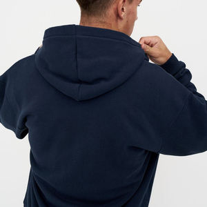 Sudadera con Capucha y Cierre de Cremallera para Hombre, Color Azul Marino, Talla Grande, 100% Algodón Tejido, Estilo Casual para Otoño - Product Image 5