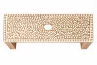 Table console moderne Belladec BI-WT249 en os incrusté, artisanale, écologique et personnalisable pour le salon