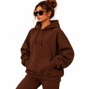 Prix d'usine Sweat à capuche épais surdimensionné pour femme, en molleton, avec impression personnalisée au dos, Sweat-shirt à capuche surdimensionné personnalisé pour femme - Product Image 5