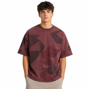 T-shirt décontracté moderne à épaules tombantes, effet délavé, toucher doux et coupe décontractée pour un style outdoor tendance - Product Image 1