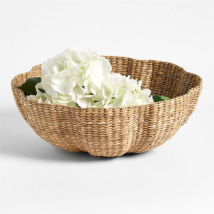 Eco- Friendly Sculptural Water Hyacinth Bowl Woven <b>Wicker</b> Decorative Bowl Natural Kitchen Home Decor Boho Style <b>Basket</b> Storage - Product Image 1