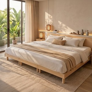 Base de Cama Moderna de Madera Maciza, Extensible y Plegable, Diseño Minimalista Ecológico que Ahorra Espacio, Tamaños Individual/California King/King - Product Image 1