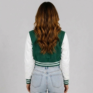 Veste courte en mélange de laine pour femme, étiquette tissée personnalisée, fermeture à boutons-pression, marque privée OEM, faible MOQ, fournisseur en gros - Product Image 2