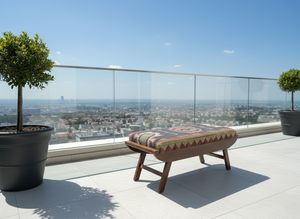 Banco Plegable de Yute y Lana Tejido a Mano – Asiento Decorativo de Madera Estilo Boho para Pasillo, Dormitorio y Sala de Estar - Product Image 2