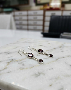 Gigli Rigli Gems ER0248 925 Sterling Silver Natural Garnet <b>Drop</b> <b>Earrings</b> Ethnic Style for Weddings Anniversaries Any Party Great - Product Image 2