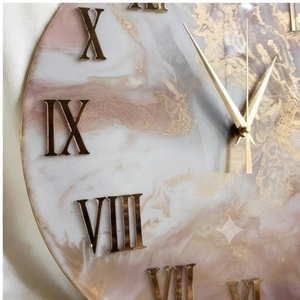 Horloge murale en résine effet marbre, analogique à quartz silencieuse, design bohème, chiffres romains, style antique pour salon, aiguilles, pour l'école - Product Image 2