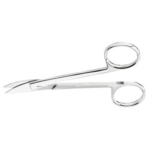 Ciseaux à couronne, courbés, 107 mm, en acier inoxydable avec bord de coupe légèrement dentelé, instrument dentaire de précision pour couronne - Product Image 2