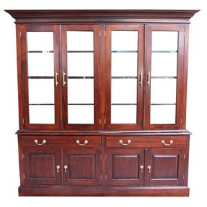 Vitrine à quatre portes en acajou massif, fabriquée à la main, au style réplique antique traditionnel avec quatre portes vitrées. - Product Image 2
