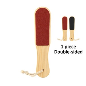 Râpe à pieds double face en bois avec manche en pierre ponce pour éliminer peaux mortes et callosités – Outil de pédicure pour gommer et exfolier la peau des pieds - Product Image 3