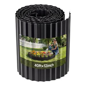 Bordo Paesaggistico in Acciaio Zincato 40 piedi x 12 pollici, Striscia Metallica Pieghevole Facile da Installare per Paesaggistica con Piante Artificiali - Product Image 1