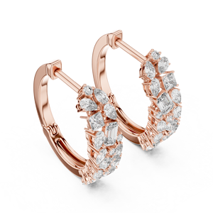 Pendientes de Aro de Moissanita en Oro Rosa con Múltiples Piedras Ovaladas, en Forma de Pera y Redondas, Joyería para Boda - Product Image 4