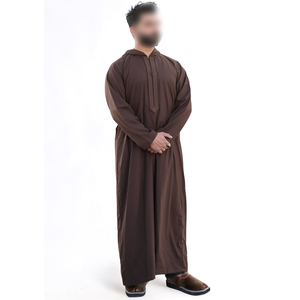 High Quality <b>Men</b> Tech <b>Thobe</b> Simple Plain Design Islamic Clothing Long Sleeve Traditional Polyester Thobes and Turbans - Product Image 1