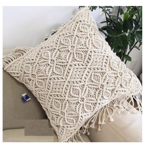 High On Demand Stylish Macrame Cushion <b>Cover</b> Handmade Cotton Woven Pillow Case for Sofa <b>Chair</b> Bed Living Room Bedroom - Product Image 1