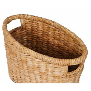 Natural Water hyacinth Storage <b>Basket</b> Rectangle With Handles Rustic Multi-Purpose <b>Woven</b> <b>Basket</b> for Neatening and Organization - Product Image 4